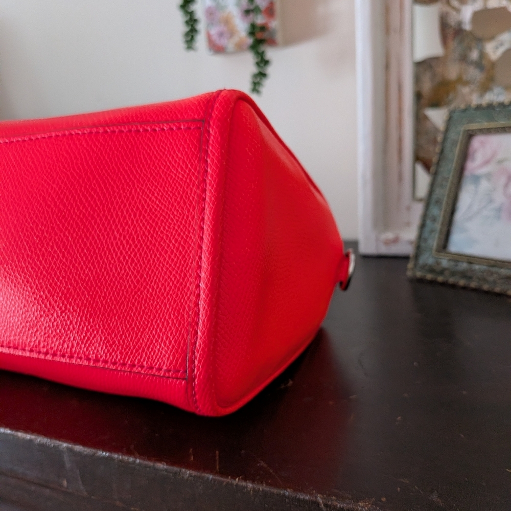COACH Bennett Mini Satchel in Neon Orange Crossgrain Leather - Picture 7 of 11